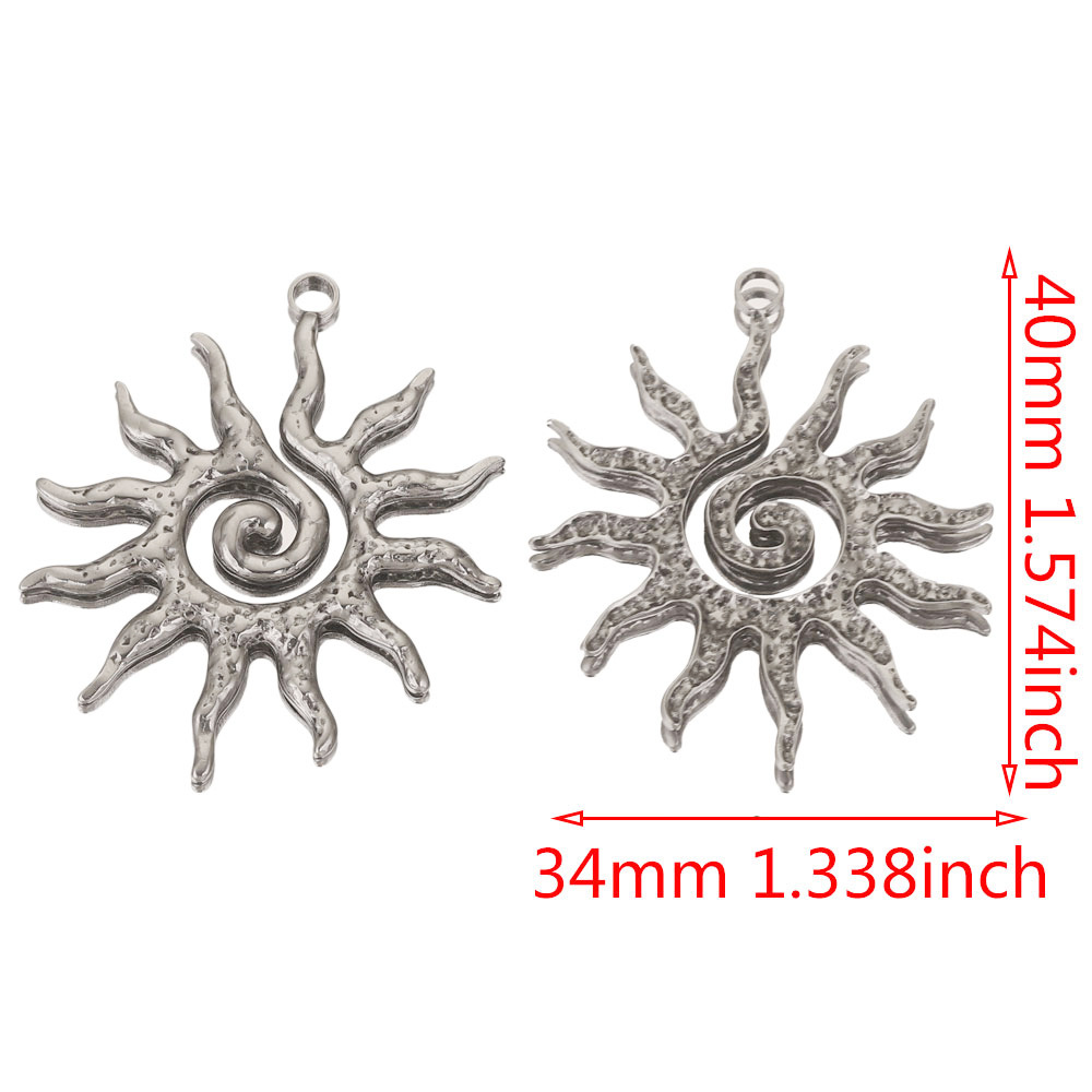 Silver color / 1 Piece Classic Retro Style Sun Shape Stainless Steel  Gold Color Women's Pendant Picture7